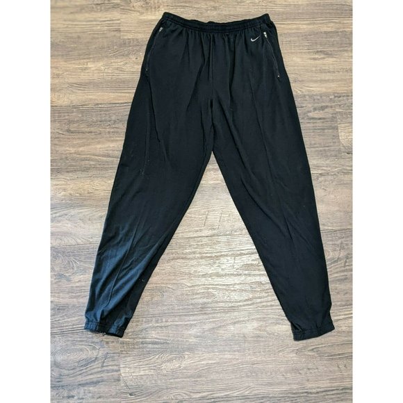 Nike Men Track Pants Size XL Black Ankle Zip Pocket Dri-Fit Running Drawstring - Picture 1 of 6